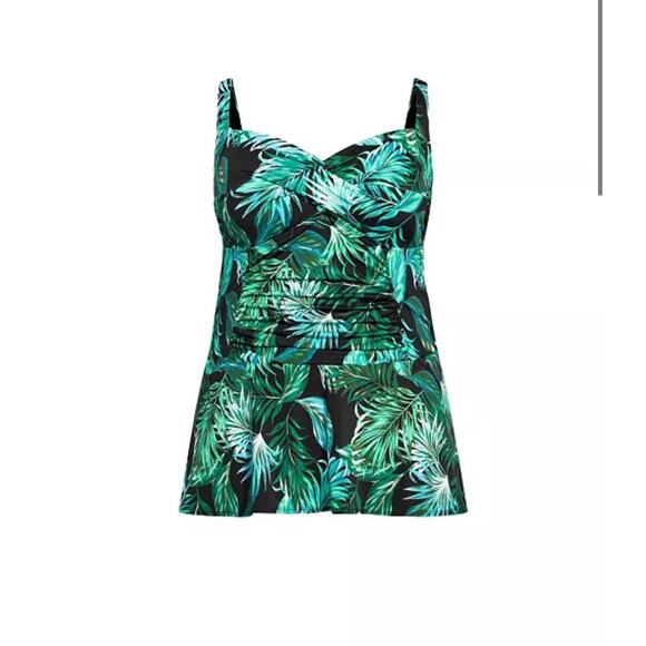 The Avenue Plus Size Twist tropical Print Swim Tank Coverup Set Vacation 20 Lake - Picture 6 of 6